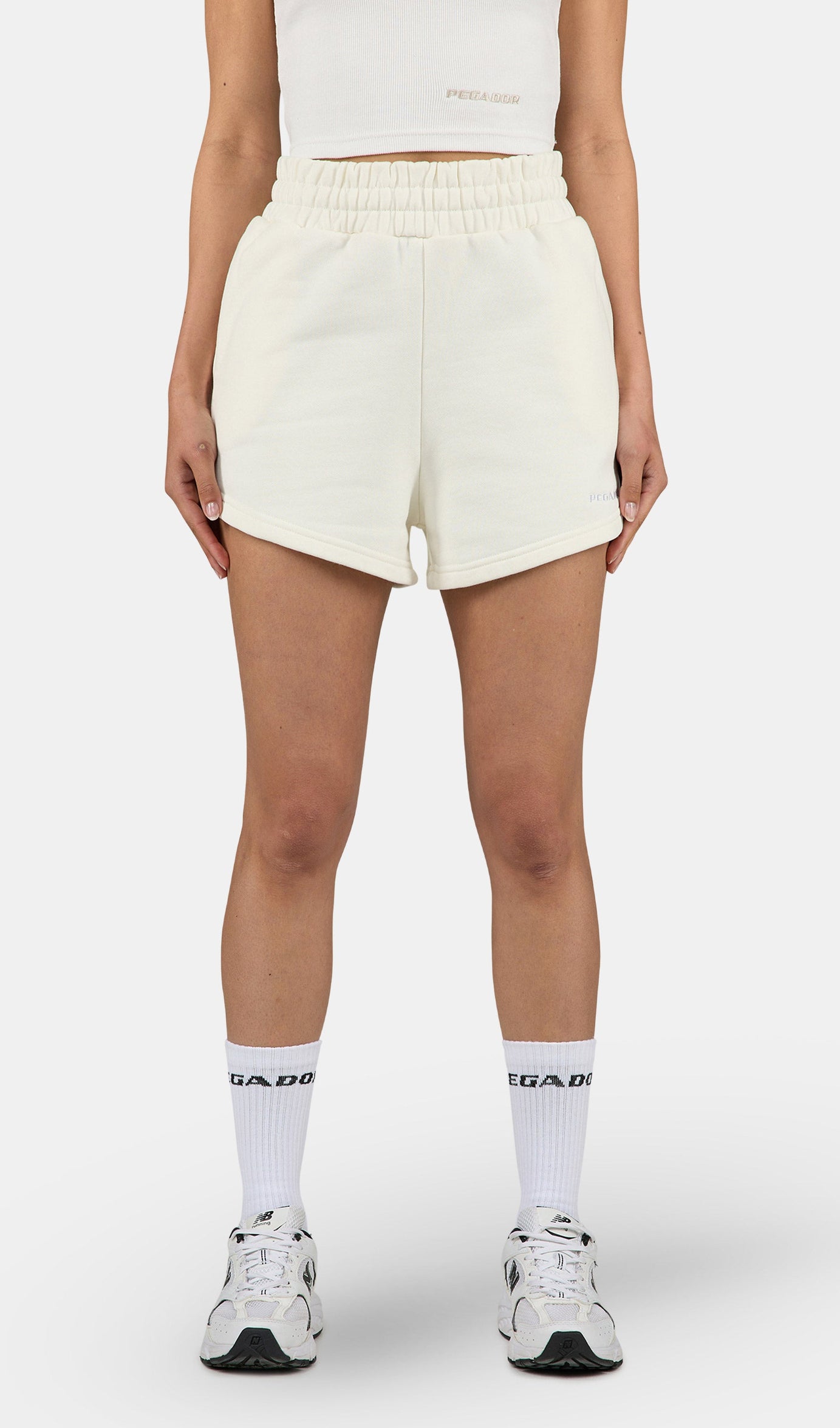 Wiluna High Waisted Sweat Shorts Washed Unbleached White