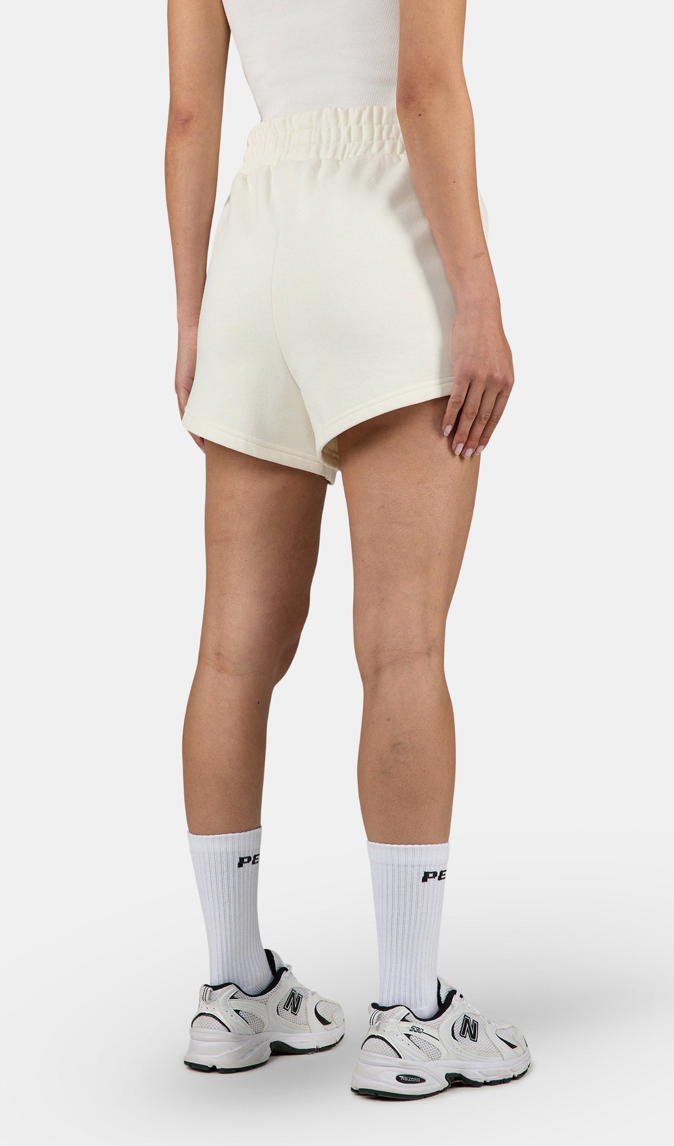 Wiluna High Waisted Sweat Shorts Washed Unbleached White