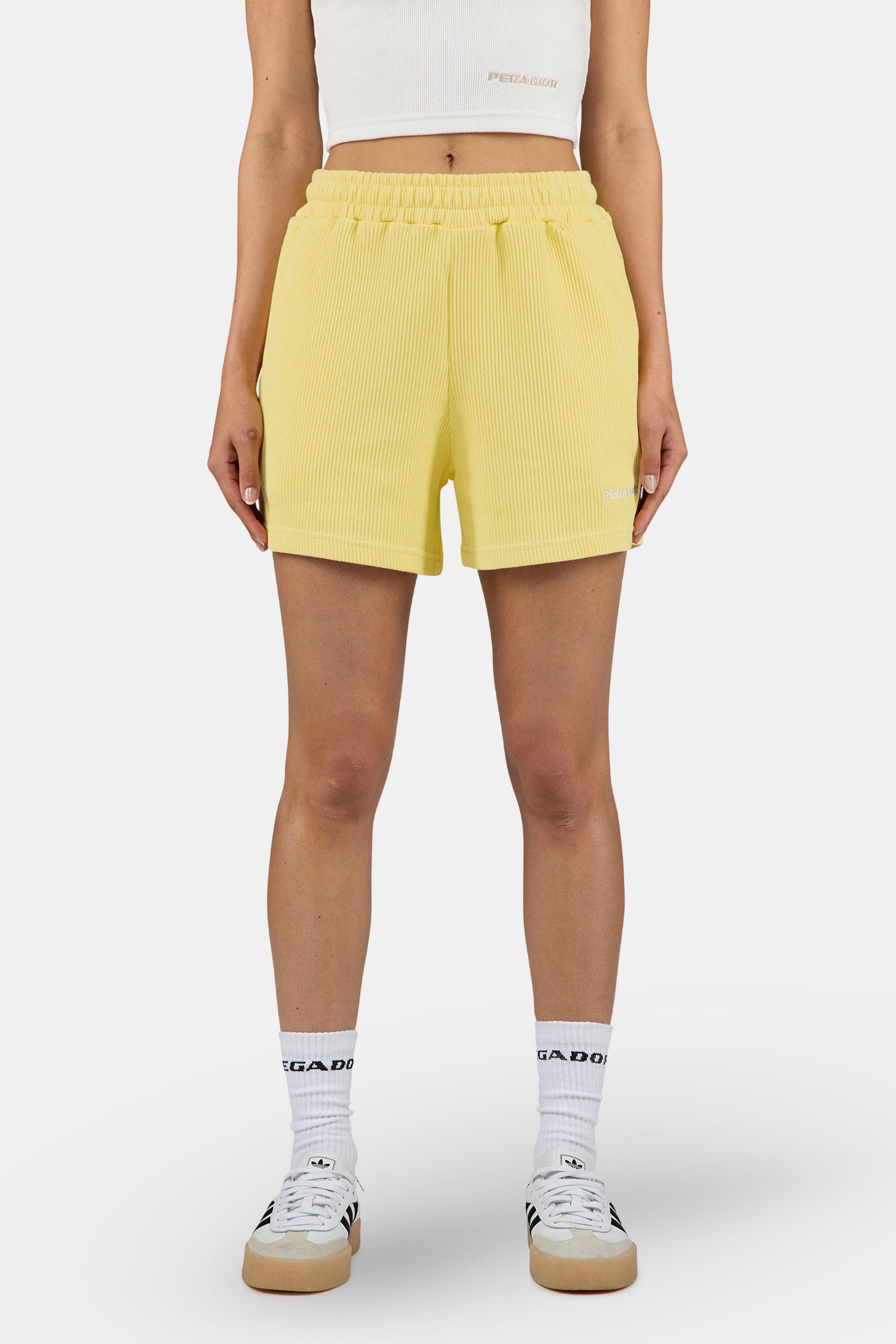 Amanda Rib Shorts Washed Soft Yellow