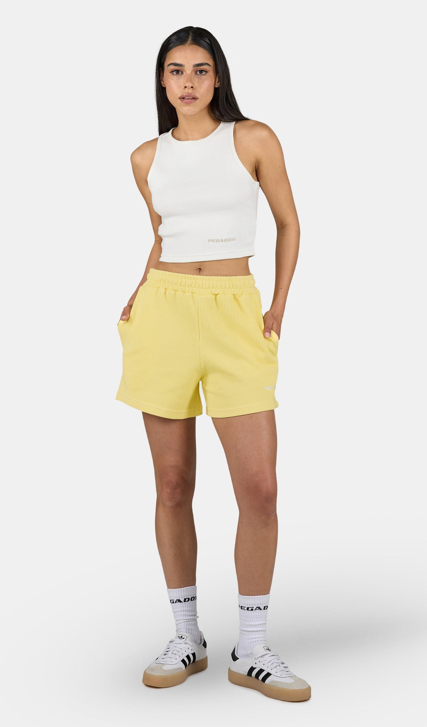 Amanda Rib Shorts Washed Soft Yellow