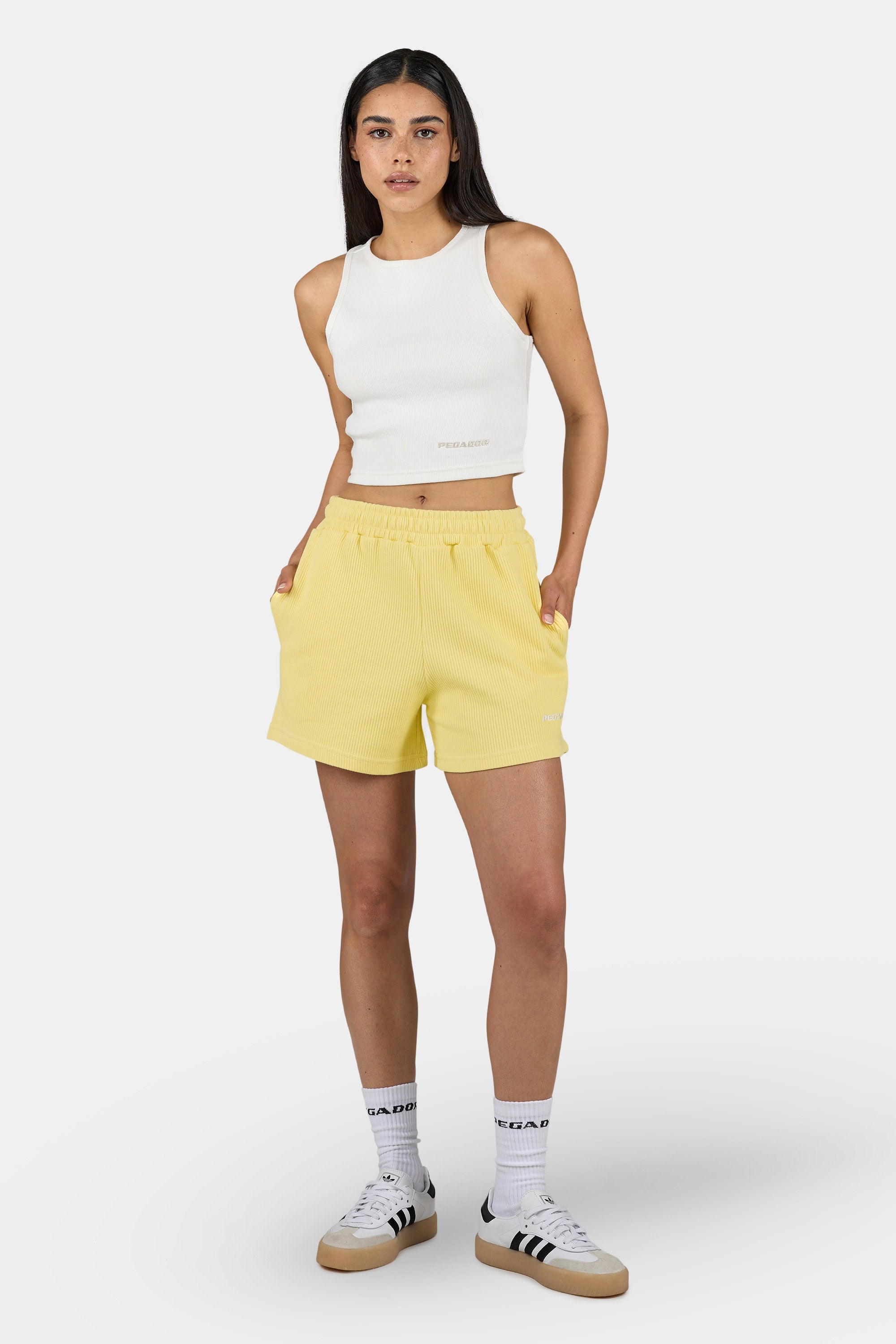 Amanda Rib Shorts Washed Soft Yellow