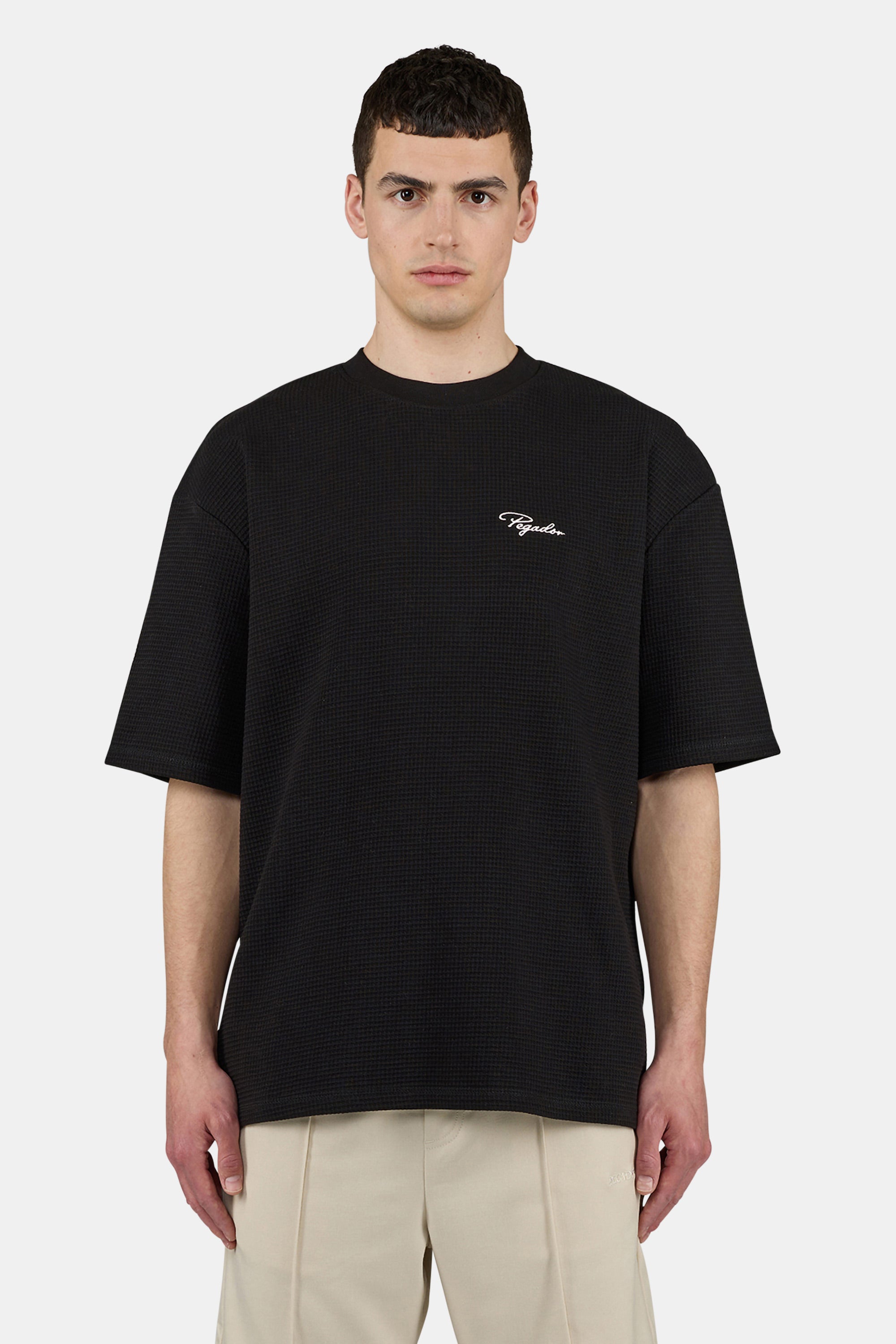 Signar Oversized Waffle Tee Washed Black