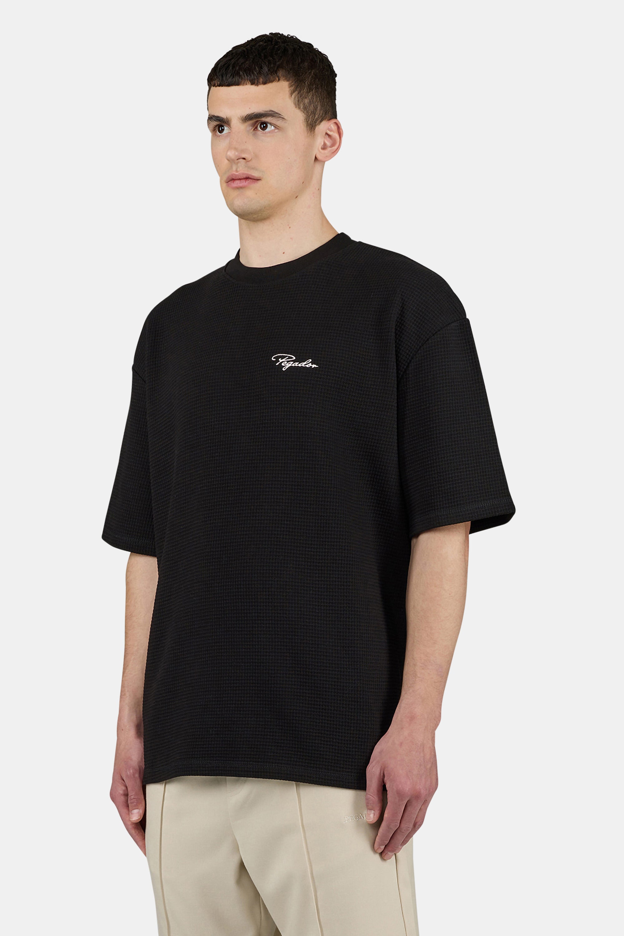 Signar Oversized Waffle Tee Washed Black