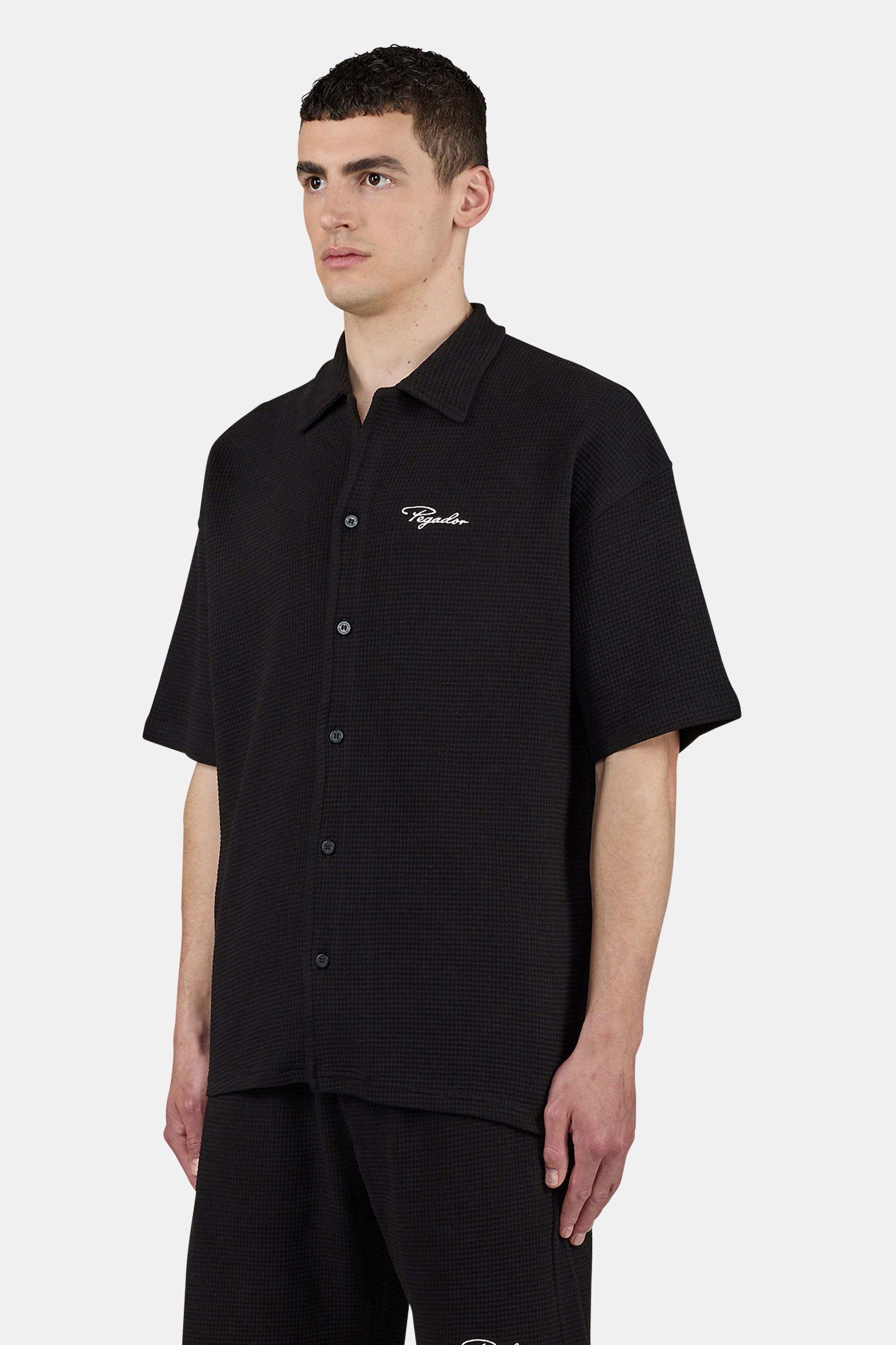 Signar Waffle Shortsleeve Shirt Washed Black