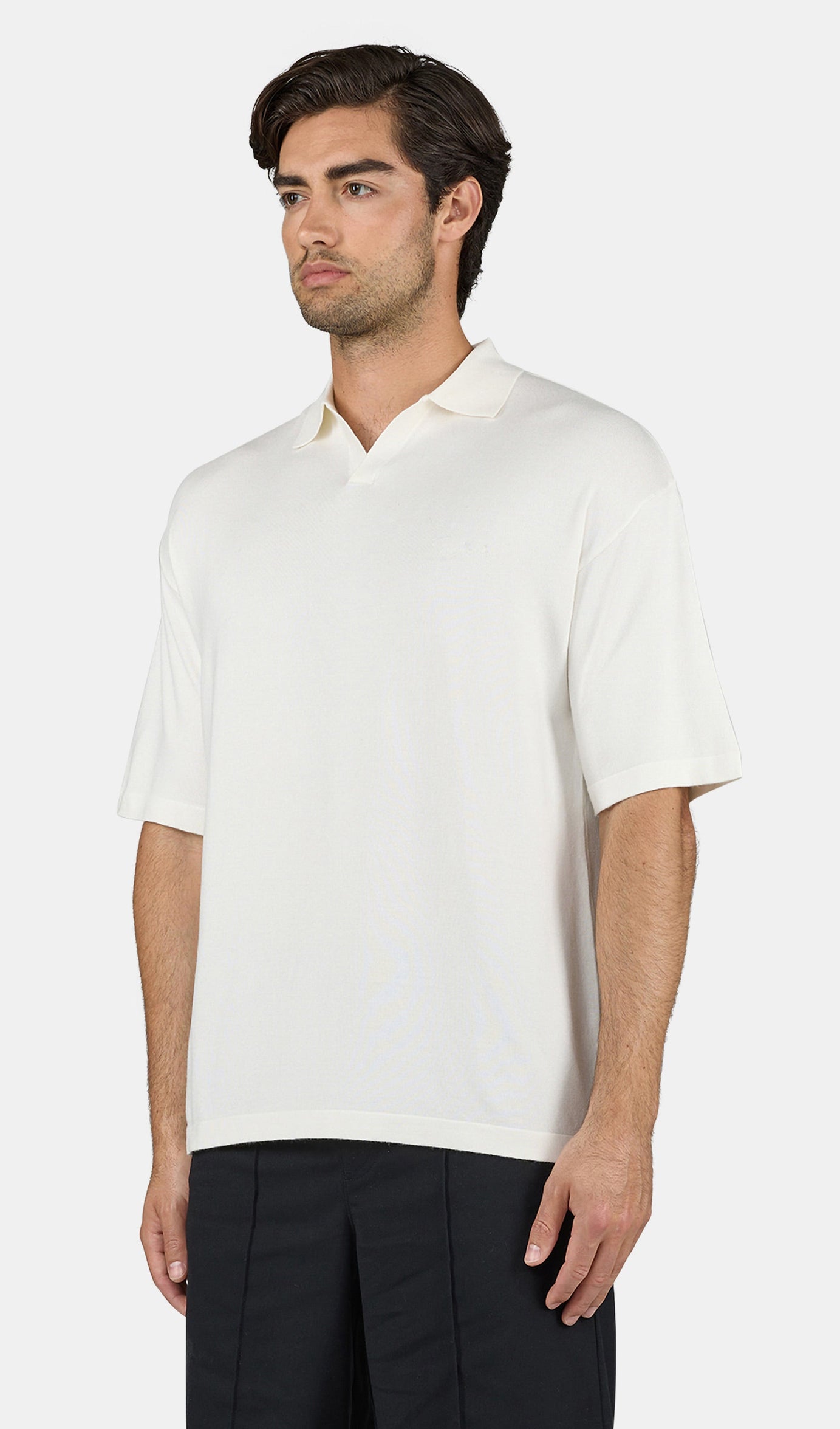 Casan Fine Knit Polo Shirt Unbleached