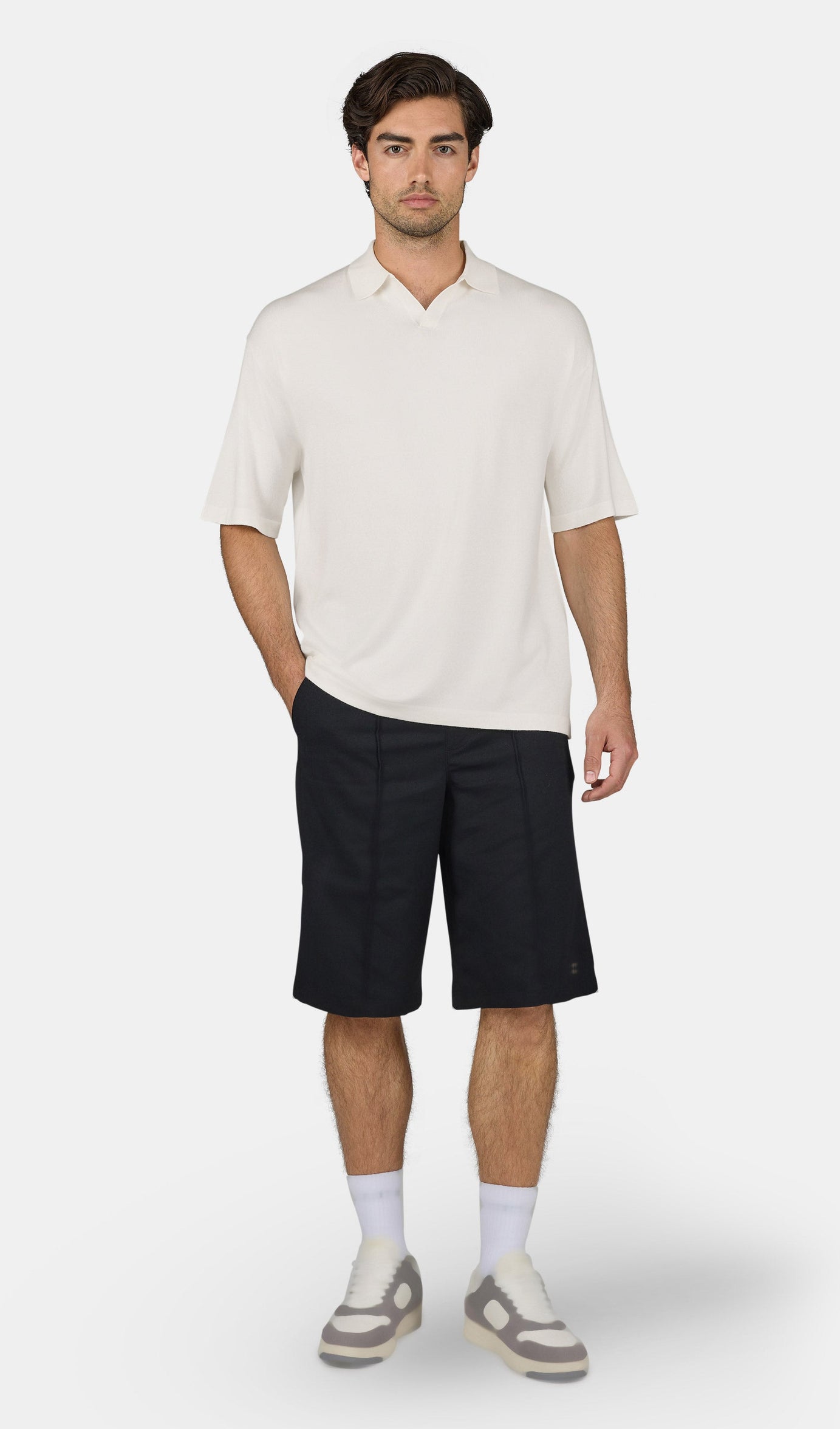 Casan Fine Knit Polo Shirt Unbleached