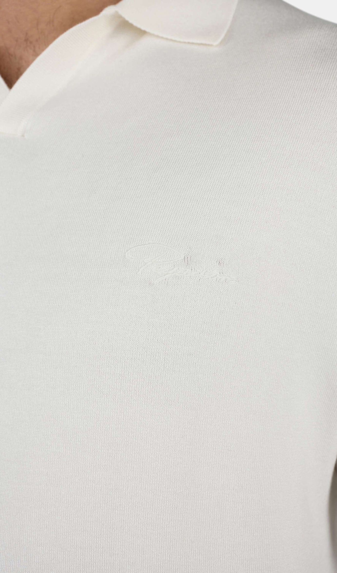 Casan Fine Knit Polo Shirt Unbleached