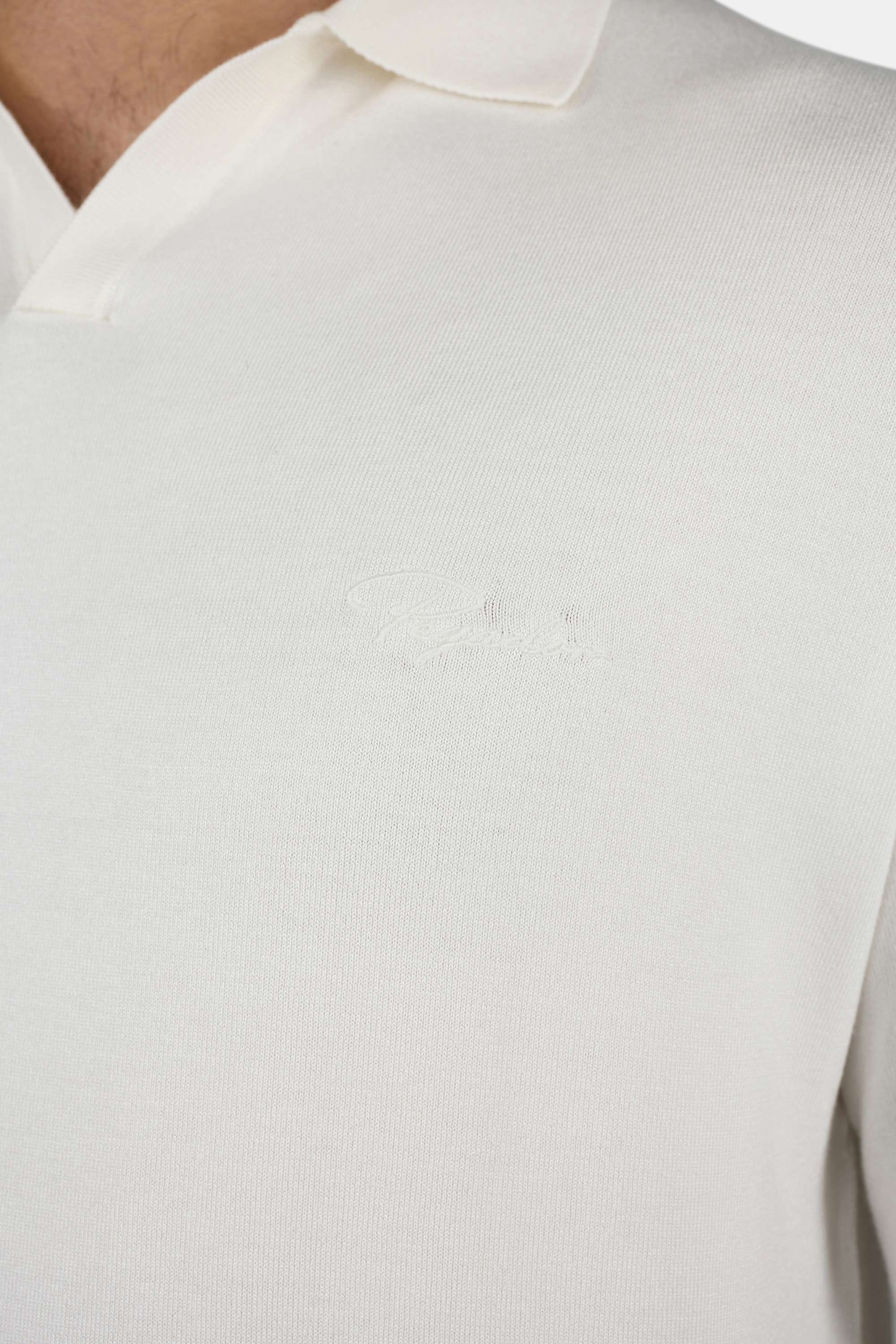 Casan Fine Knit Polo Shirt Unbleached