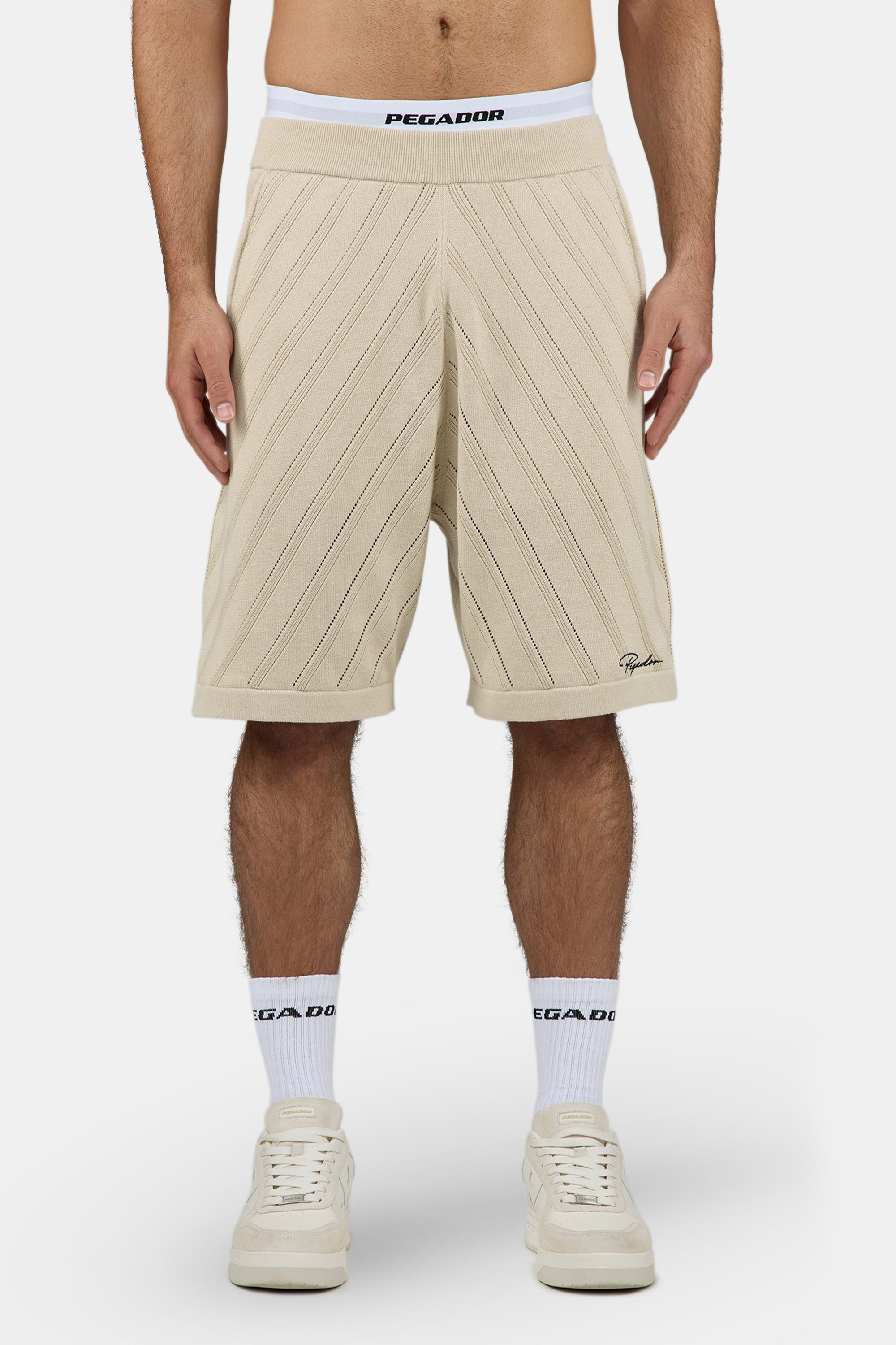 Canva Knit Shorts Light Beige