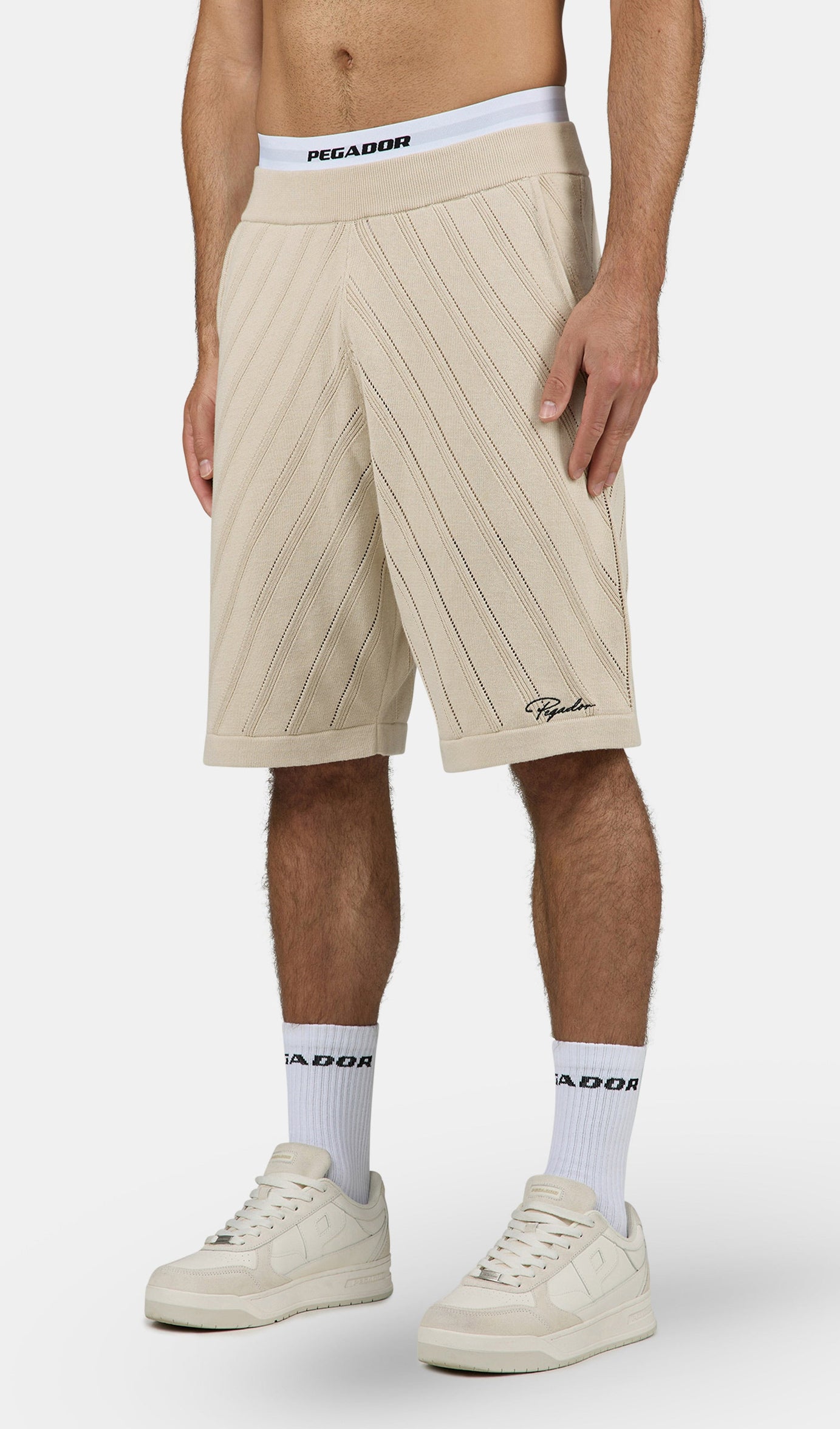 Canva Knit Shorts Light Beige