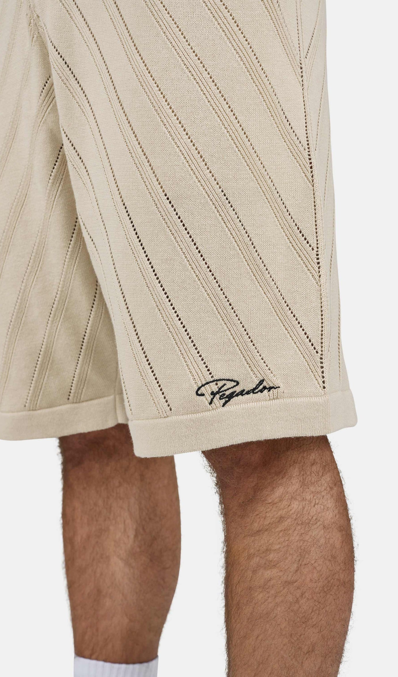 Canva Knit Shorts Light Beige