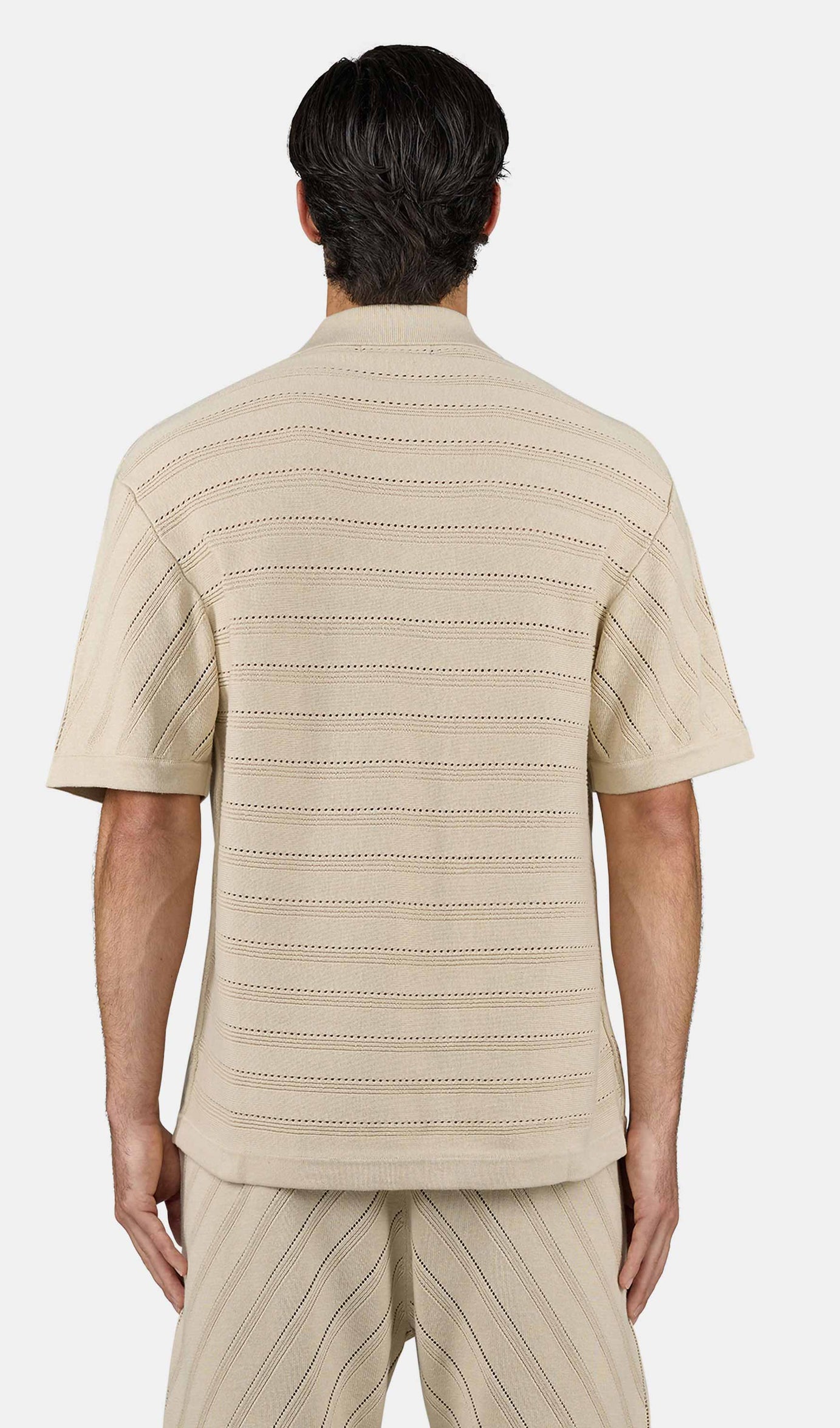 Canva Knit Polo Shirt Light Beige