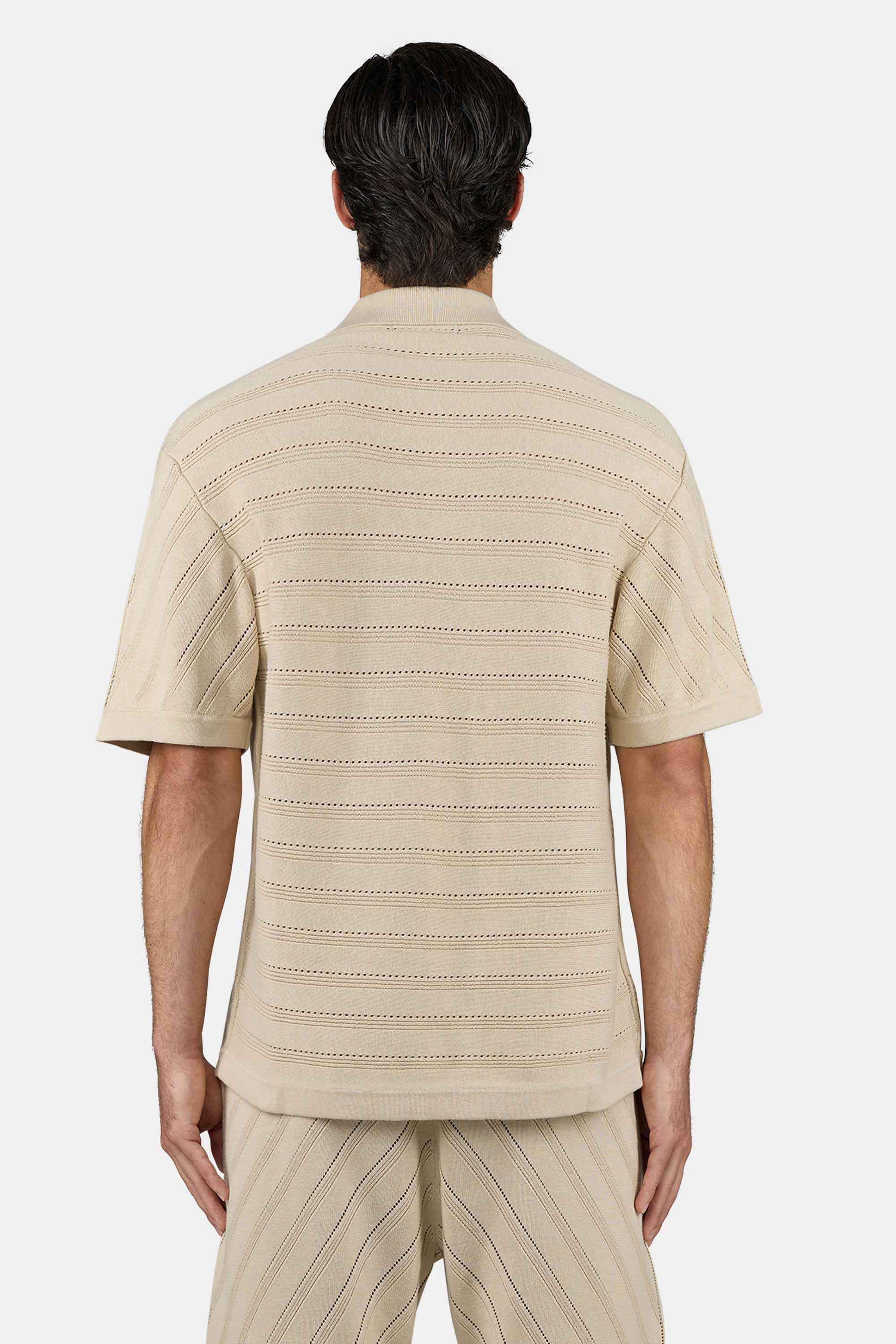 Canva Knit Polo Shirt Light Beige