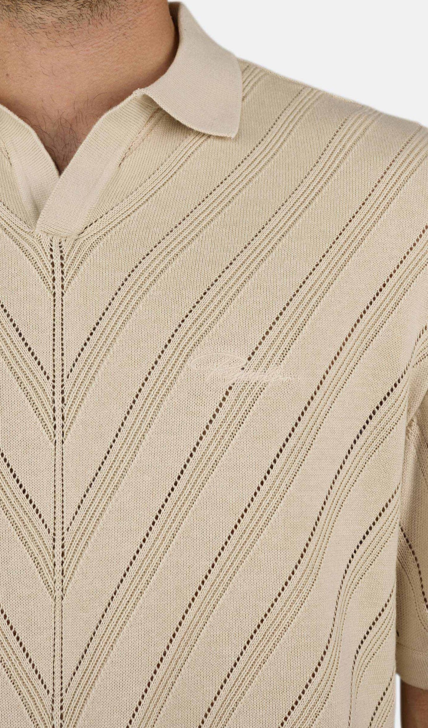 Canva Knit Polo Shirt Light Beige