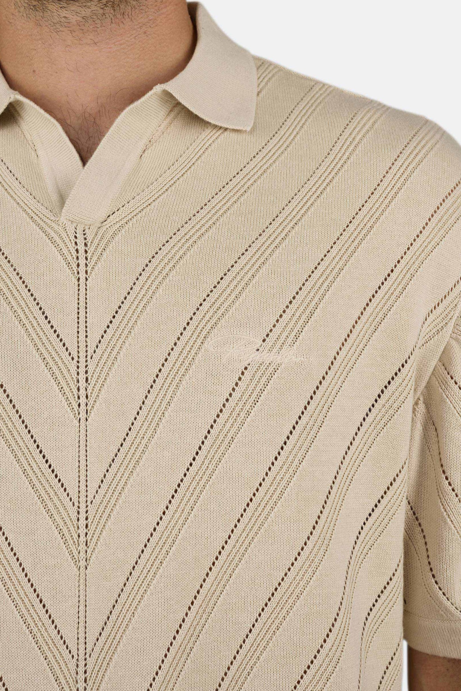 Canva Knit Polo Shirt Light Beige
