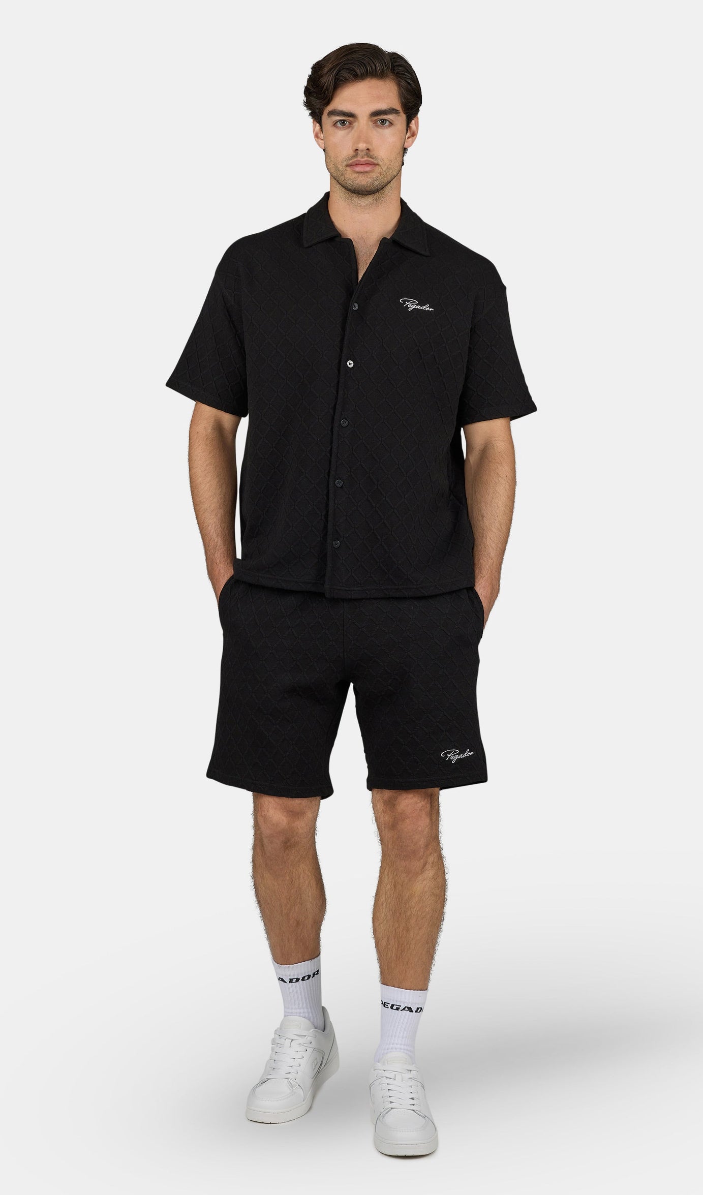 Jovren Structured Shorts Black White