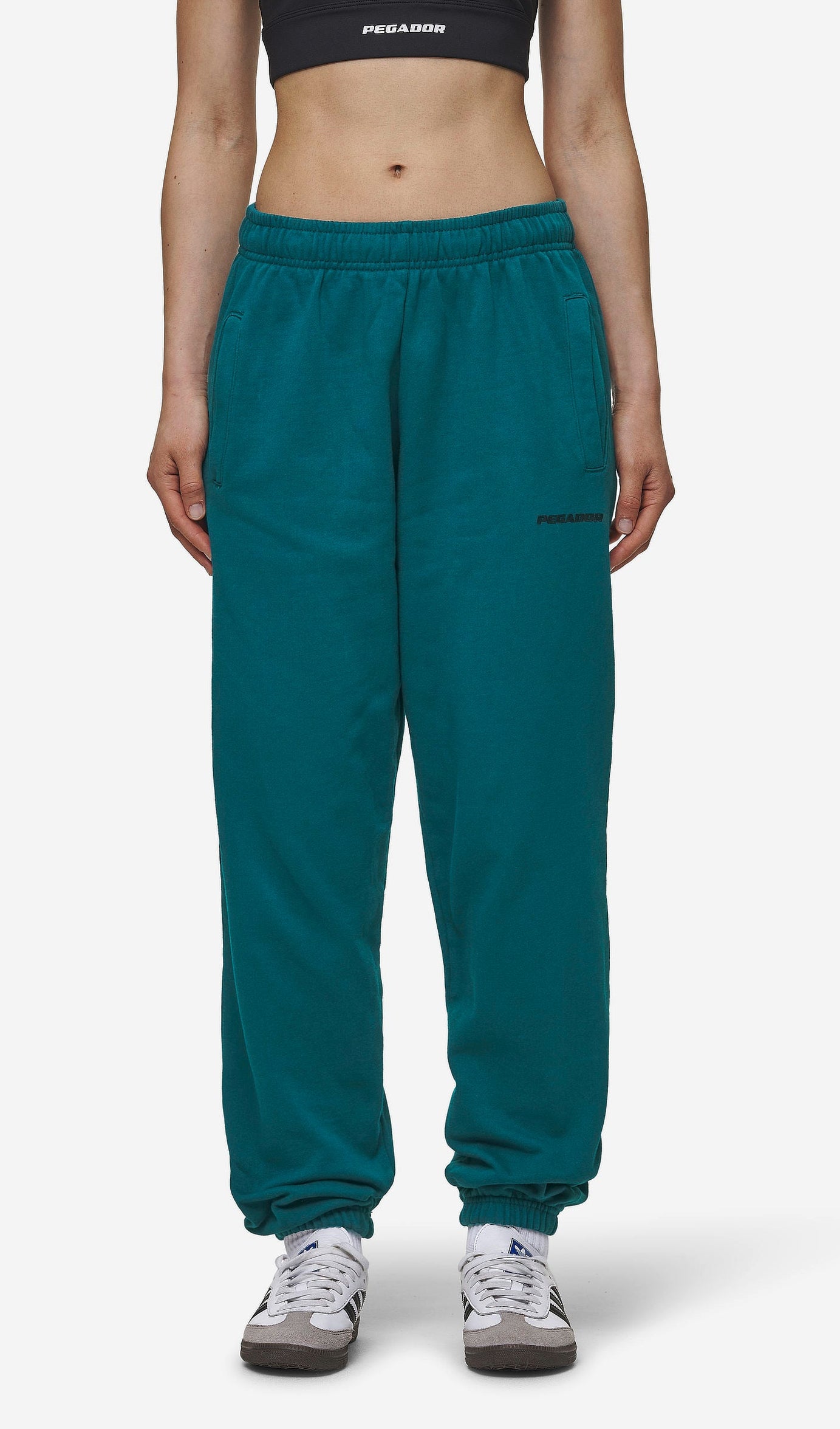 Villa High Waisted Sweat Pants Washed Urban Turquoise Black Gum