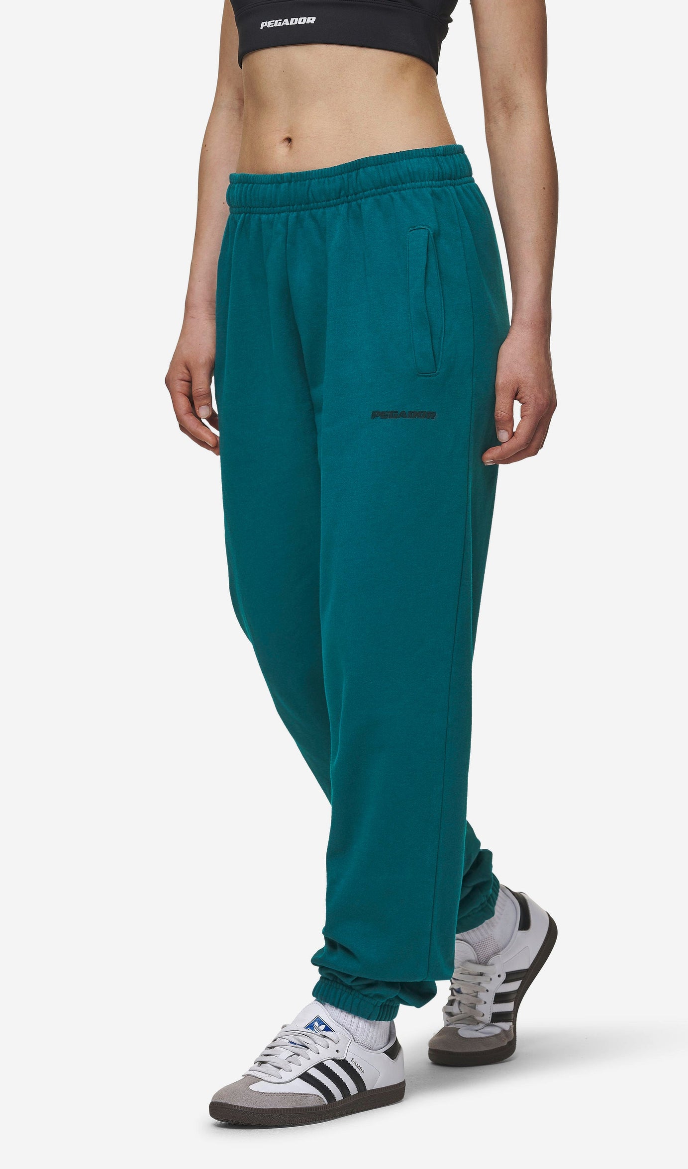 Villa High Waisted Sweat Pants Washed Urban Turquoise Black Gum