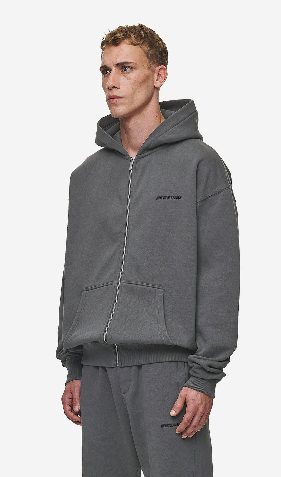 Logo Oversized Sweat Jacket Washed Anthracite