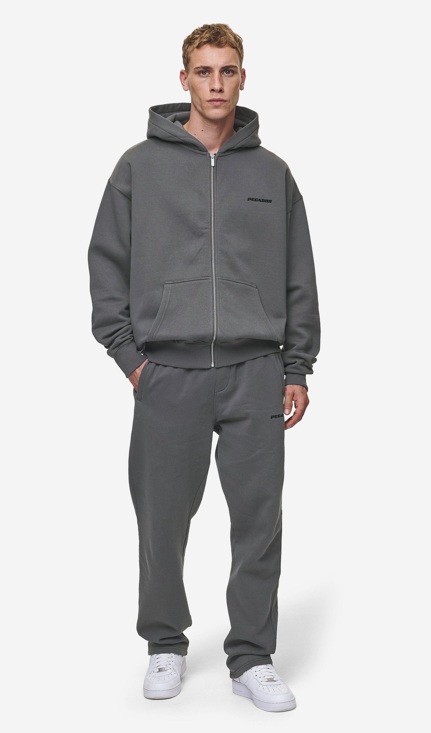 Logo Oversized Sweat Jacket Washed Anthracite