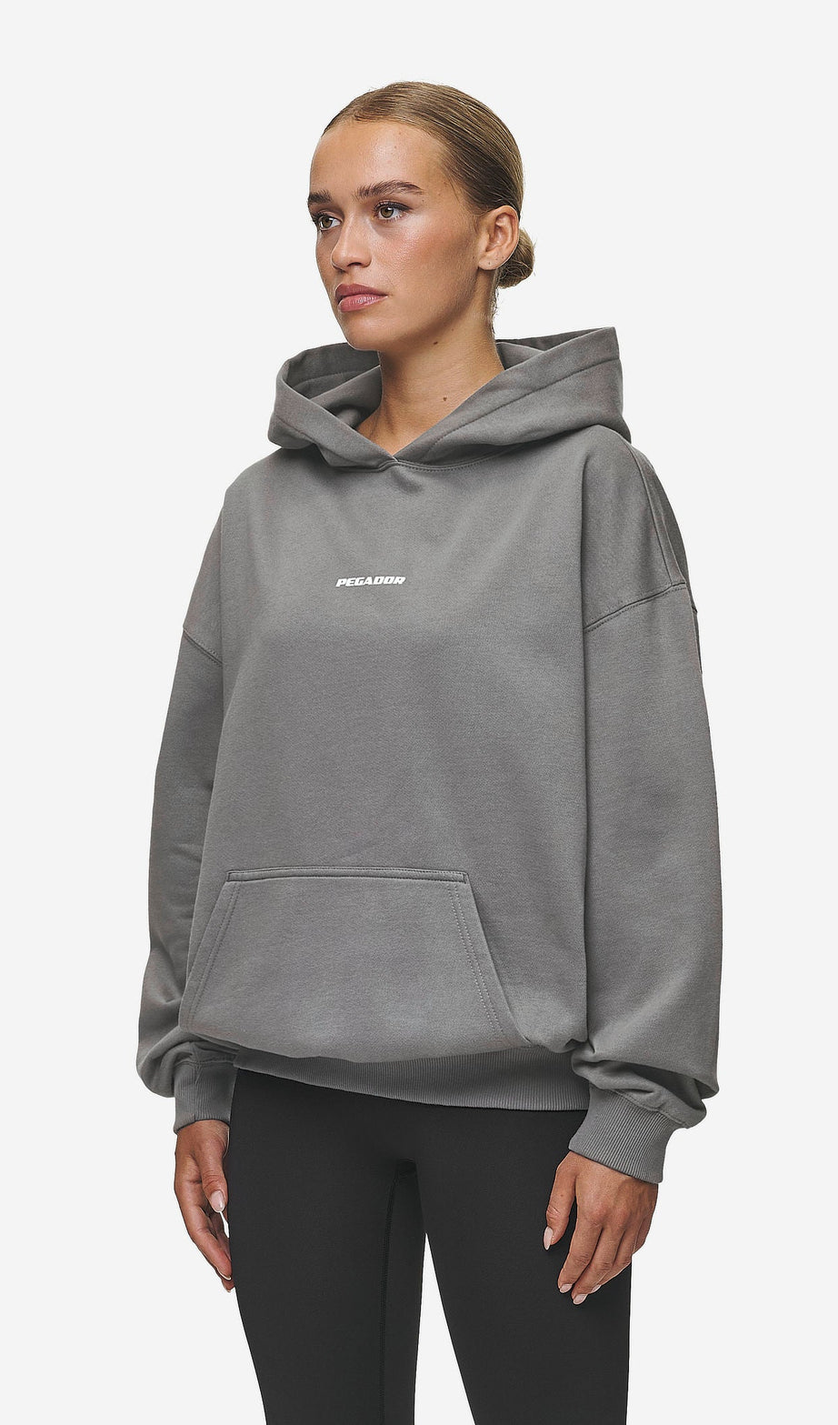 Clarita Logo Oversized Hoodie Washed Deep Grey White Gum
