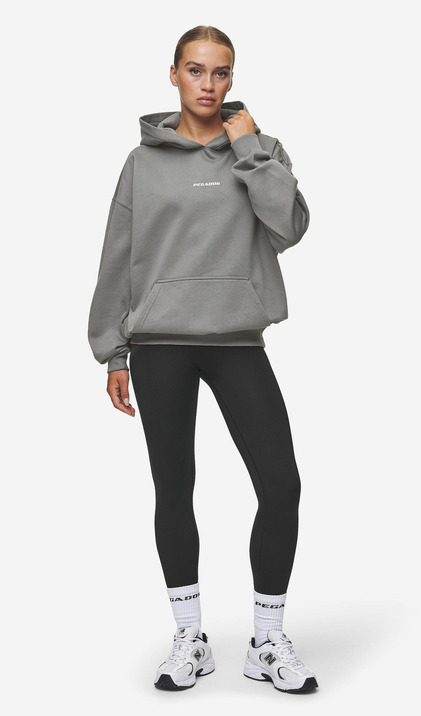 Clarita Logo Oversized Hoodie Washed Deep Grey White Gum