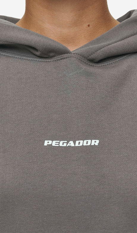 Clarita Logo Oversized Hoodie Washed Deep Grey White Gum