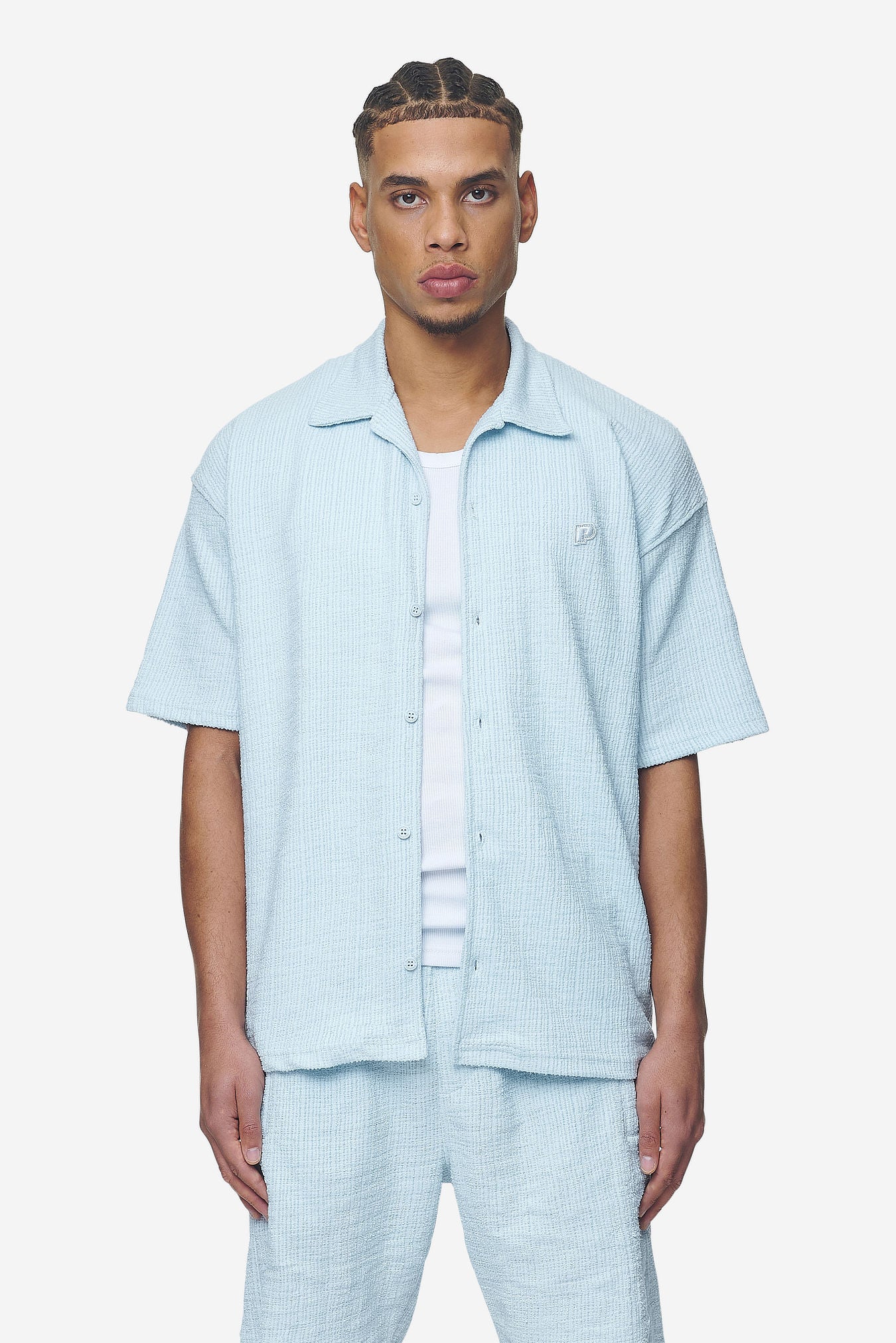 LIBCO STRUCTURED KNIT SHIRT BABY BLUE
