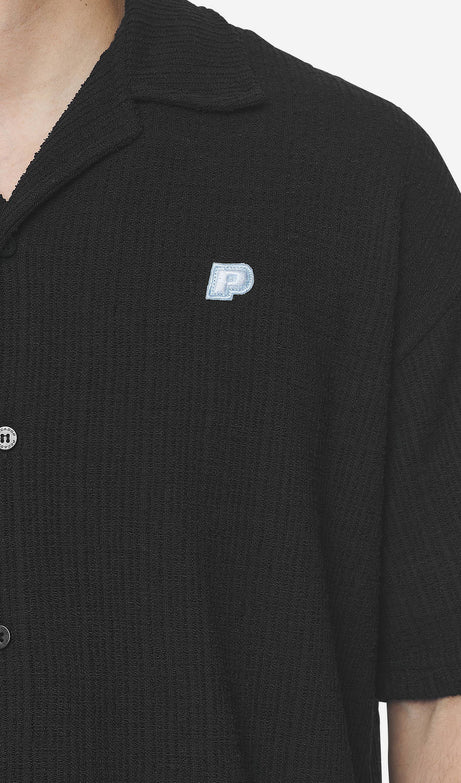 LIBCO STRUCTURED KNIT SHIRT BLACK