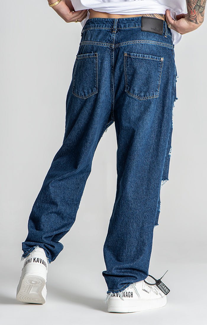 DARK BLUE ECHO BALLOON RIPPED JEANS - Drakkar shop