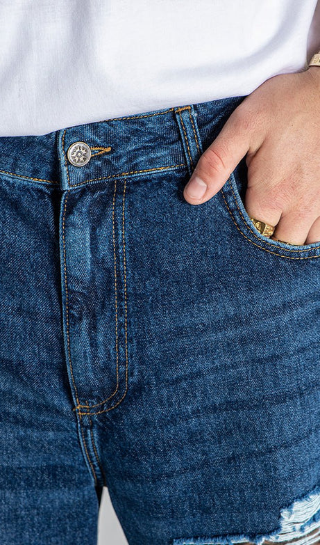 DARK BLUE ECHO BALLOON RIPPED JEANS - Drakkar shop