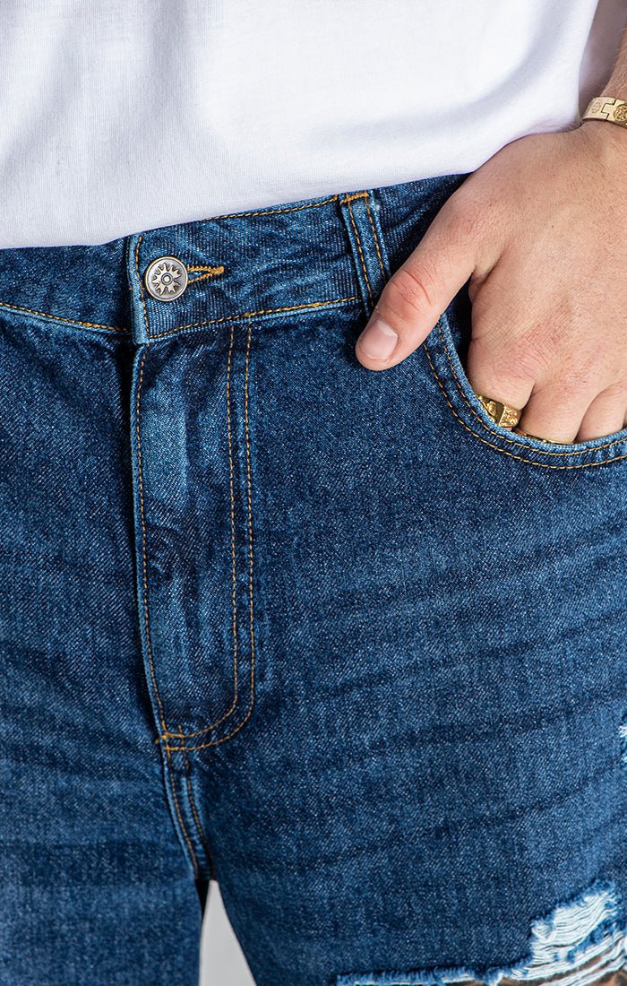 DARK BLUE ECHO BALLOON RIPPED JEANS - Drakkar shop