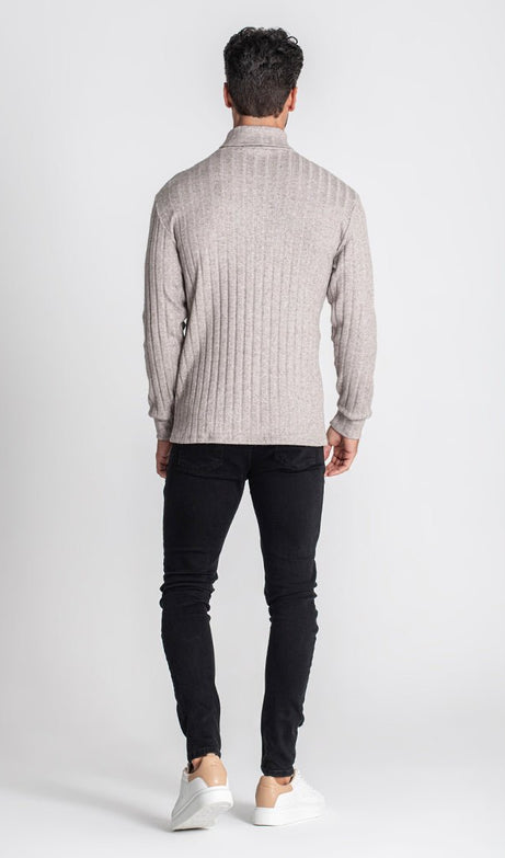 GREY RIBBED TURTLENECK - Drakkar shop