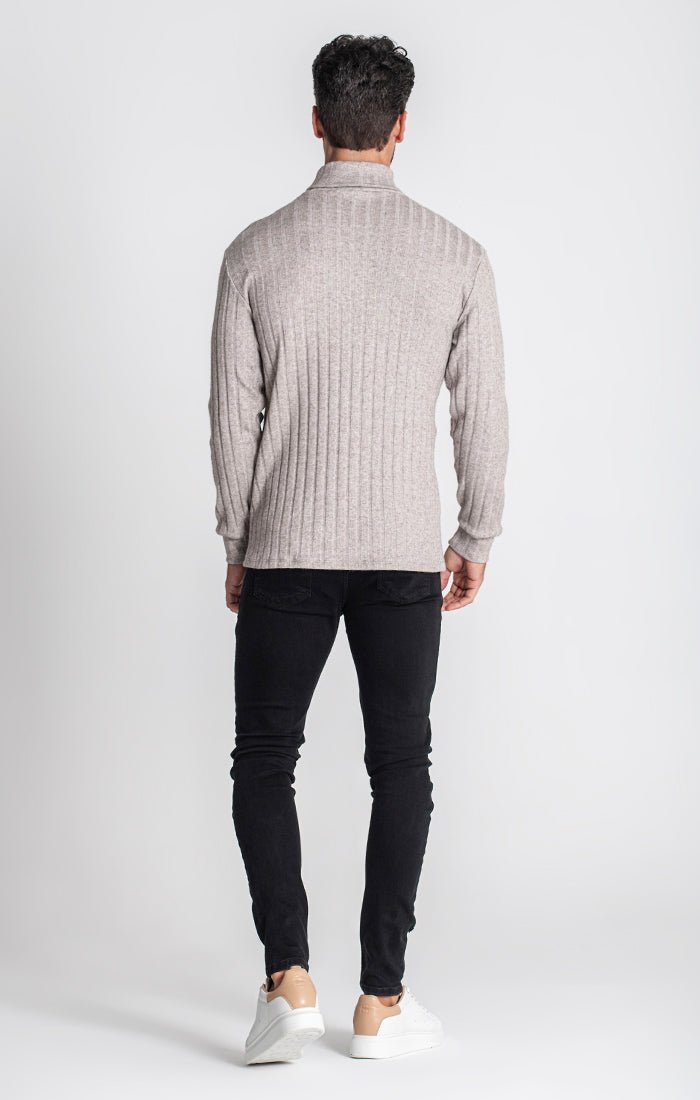 GREY RIBBED TURTLENECK - Drakkar shop
