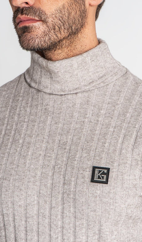 GREY RIBBED TURTLENECK - Drakkar shop