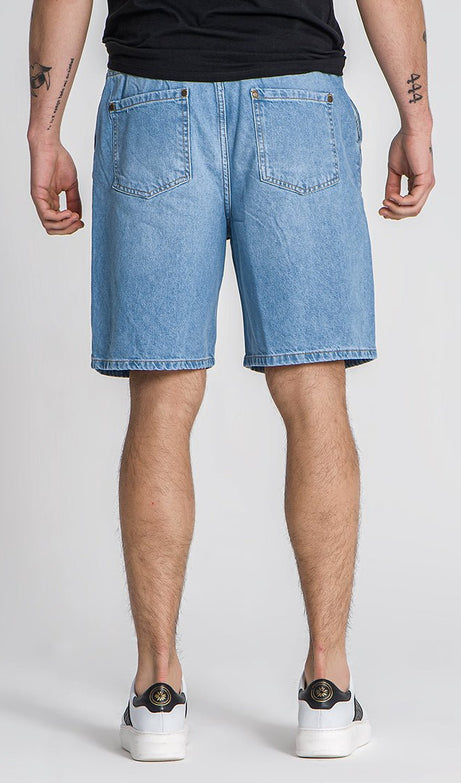 LIGHT BLUE ELASTIC WAIST SHORTS - Drakkar shop