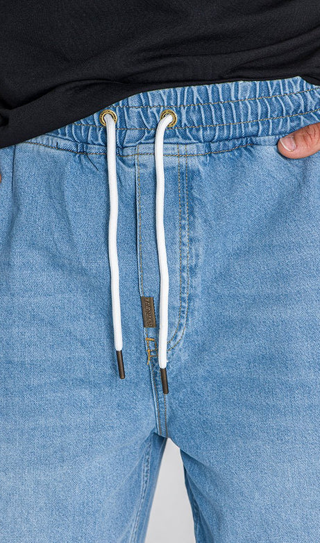 LIGHT BLUE ELASTIC WAIST SHORTS - Drakkar shop