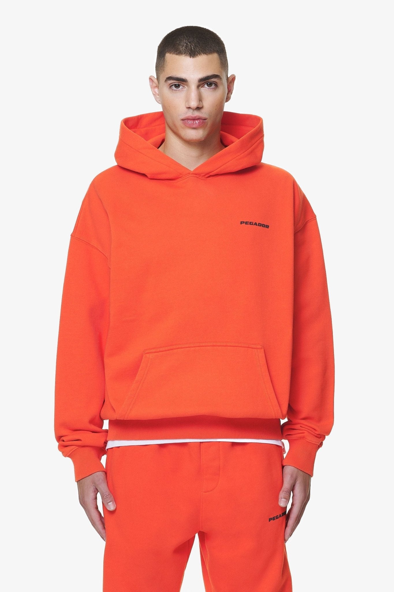 LOGO OVERSIZED HOODIE WASHED SIGNAL RED GUM - Drakkar shop