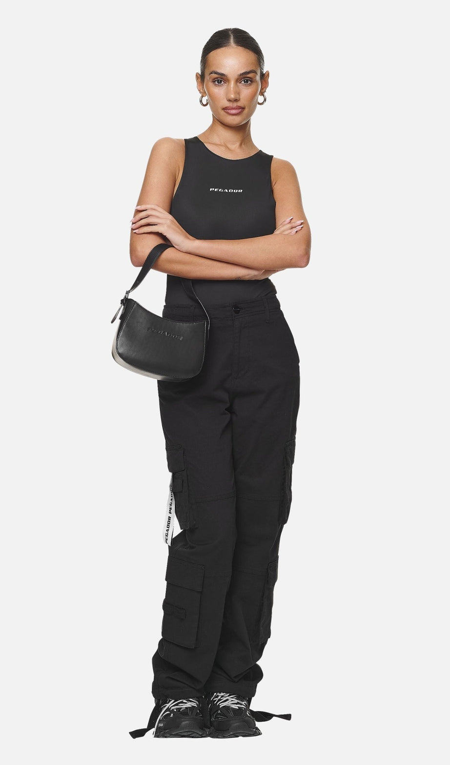 MONA LOGO FAUX LEATHER HANDBAG BLACK - Drakkar shop