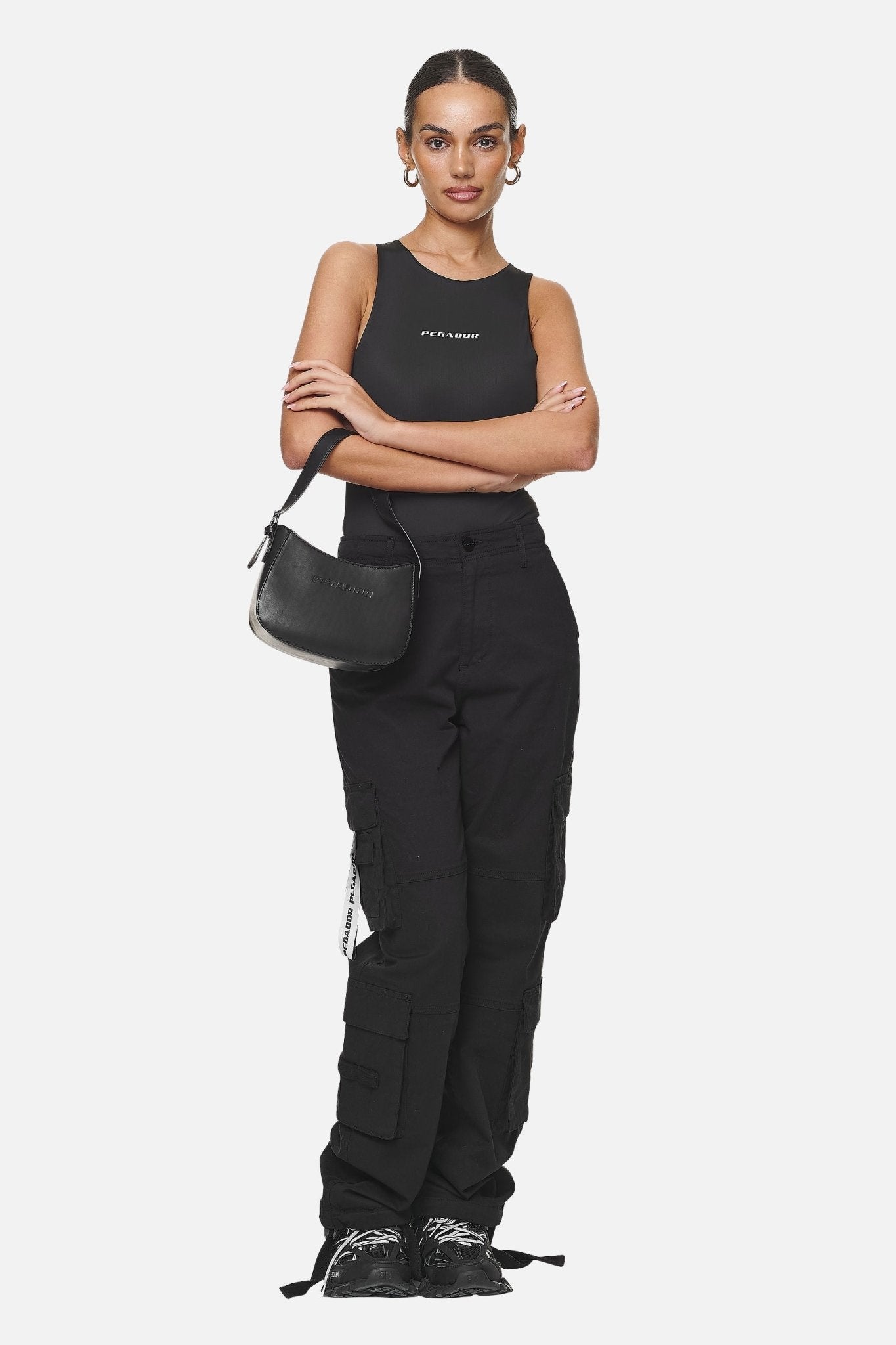 MONA LOGO FAUX LEATHER HANDBAG BLACK - Drakkar shop