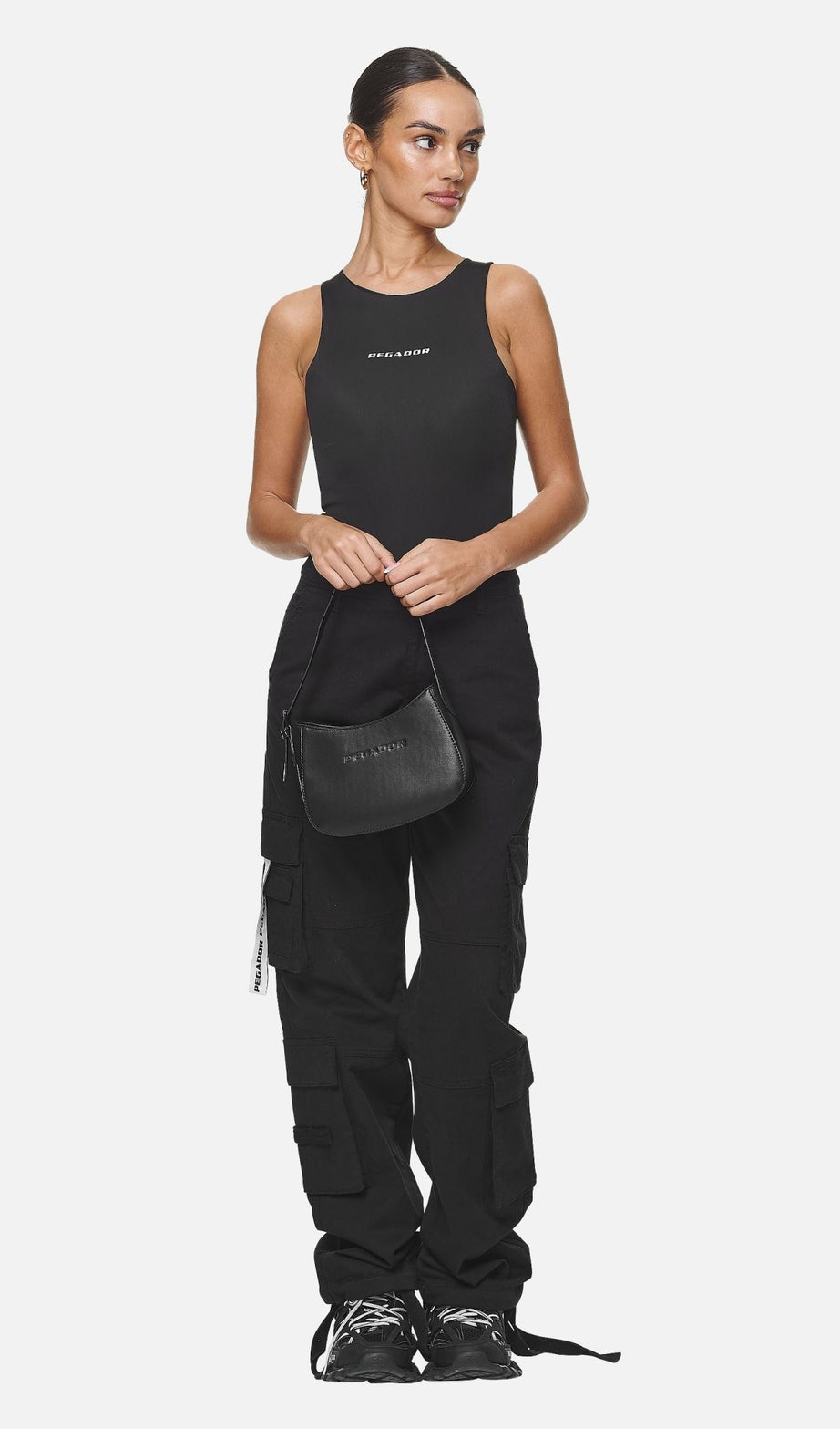 MONA LOGO FAUX LEATHER HANDBAG BLACK - Drakkar shop