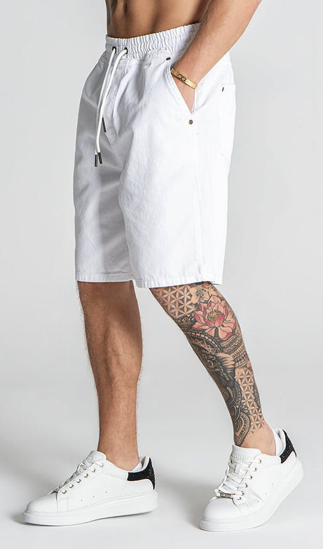 WHITE GK ELASTIC WAIST SHORTS - Drakkar shop