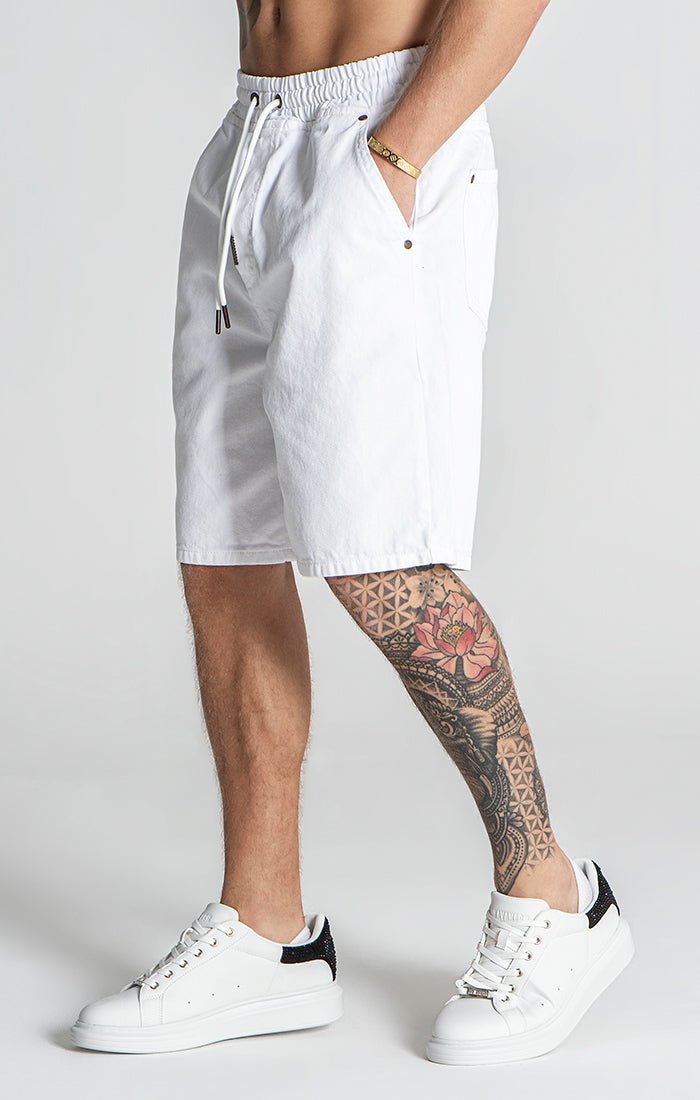 WHITE GK ELASTIC WAIST SHORTS - Drakkar shop