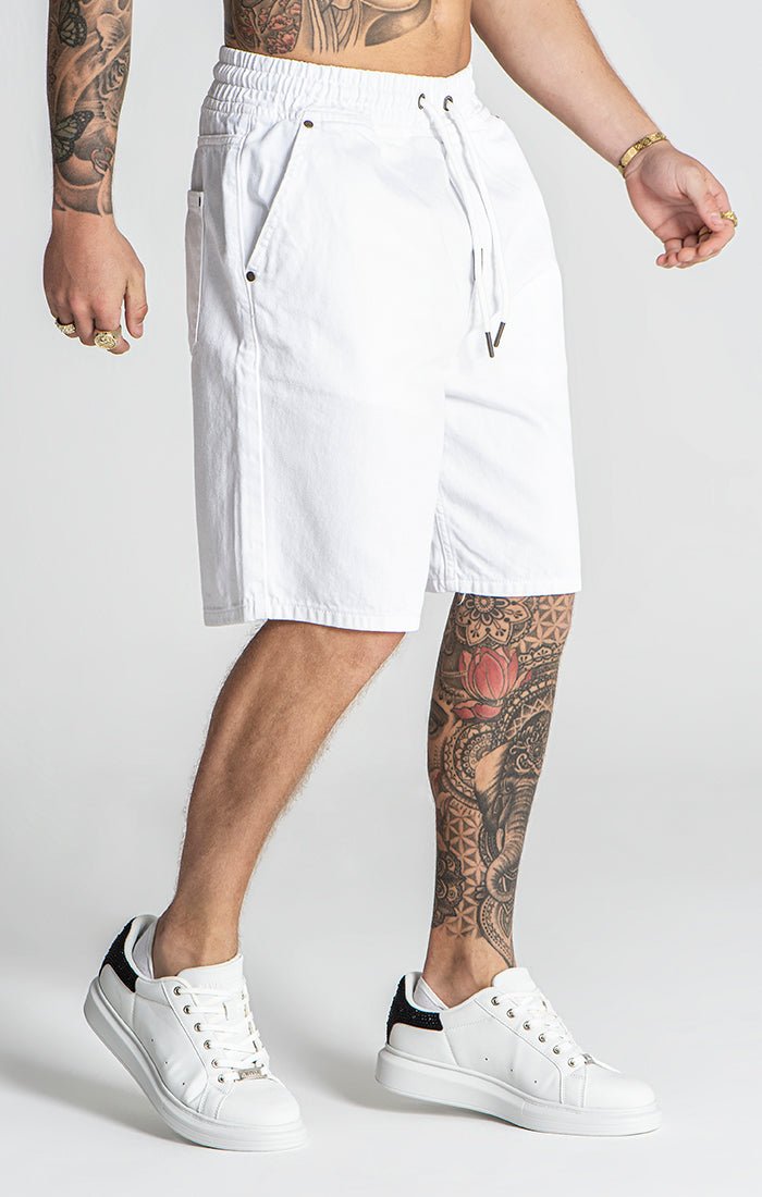 WHITE GK ELASTIC WAIST SHORTS - Drakkar shop