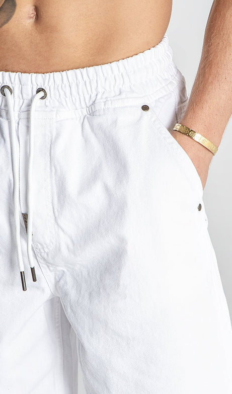 WHITE GK ELASTIC WAIST SHORTS - Drakkar shop