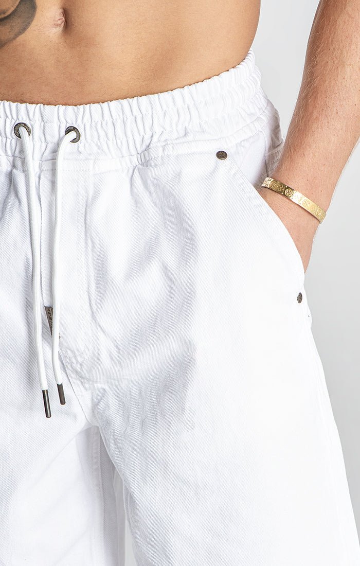 WHITE GK ELASTIC WAIST SHORTS - Drakkar shop