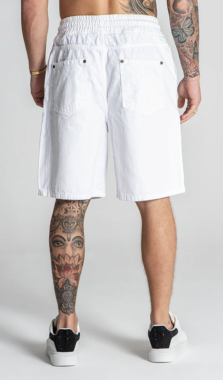 WHITE GK ELASTIC WAIST SHORTS - Drakkar shop