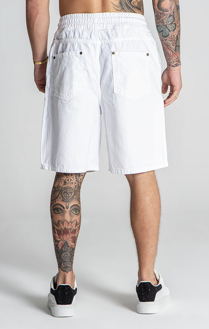 WHITE GK ELASTIC WAIST SHORTS - Drakkar shop