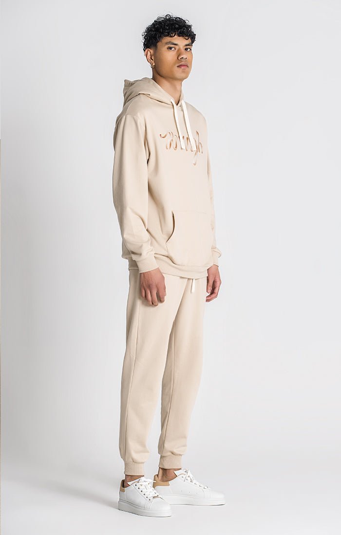 BEIGE LACED OVERSIZED HOODIE - Drakkar shop