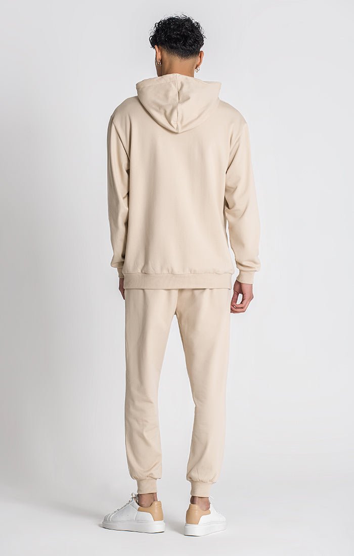 BEIGE LACED OVERSIZED HOODIE - Drakkar shop